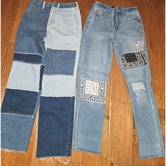 Hollister Denim - Lot Of 2 Hollister Ultra High Rise MOM Jeans Womens Patch 24x27 Measures 24x25
